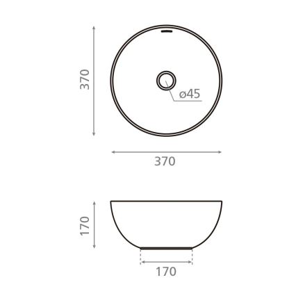 Bathco 4131 - Umivaonik na ploču BARI, prečnika 37 cm, porculan/bela