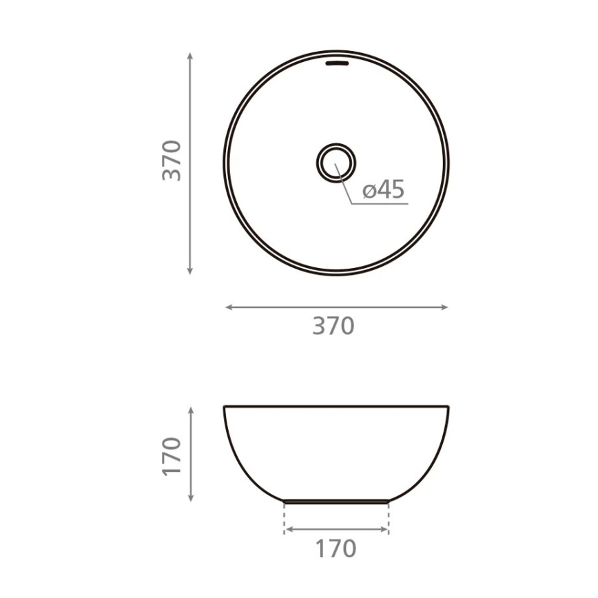 Bathco 4131 - Umivaonik na ploču BARI, prečnika 37 cm, porculan/bela