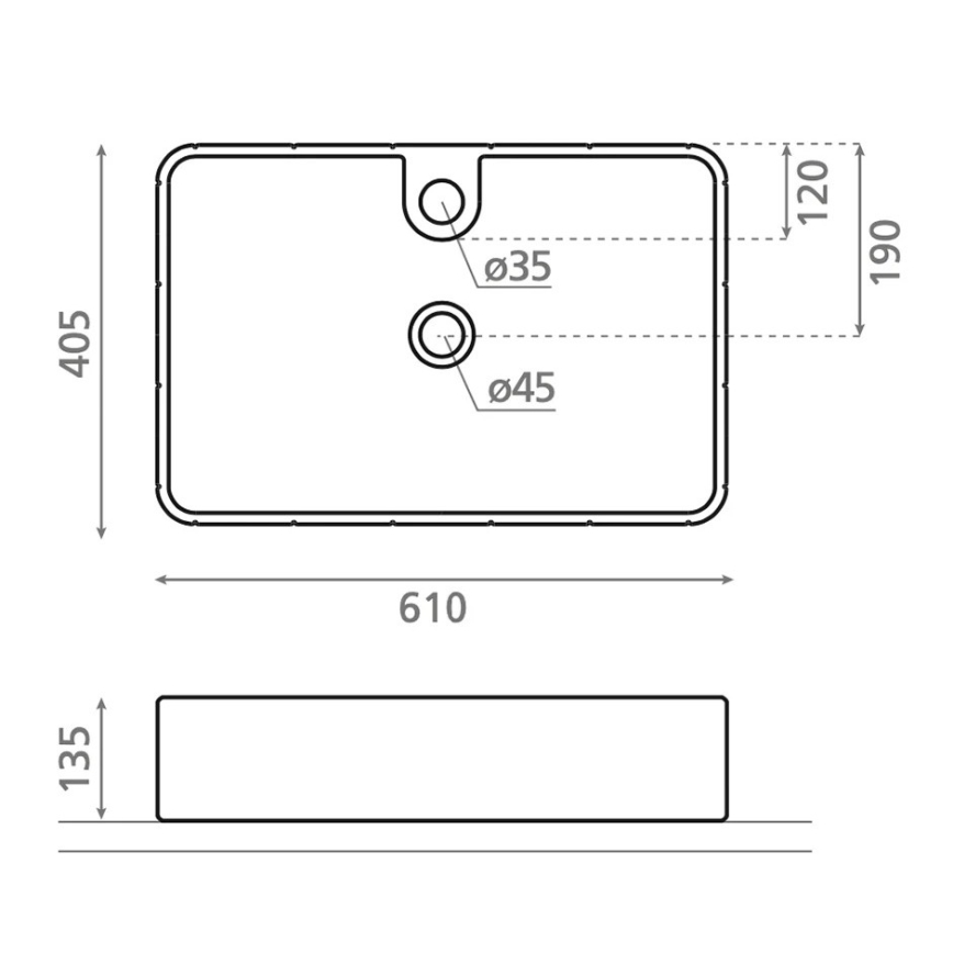 Bathco 4161 - Umivaonik na ploču CIRCUS 61x40,5 cm porcelan/bež