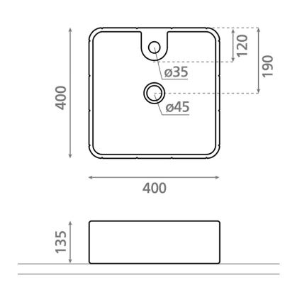 Bathco 4163 - Nadgradni umivaonik CIRCUS 40x40 cm porcelan/beli