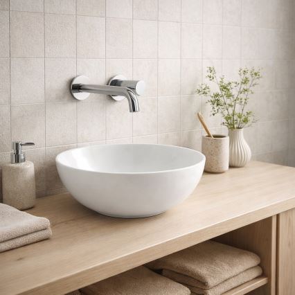 Bathco 4914 - Umivaonik za ugradnju na ploču DAKAR, Ø 30 cm, porcelan, bela