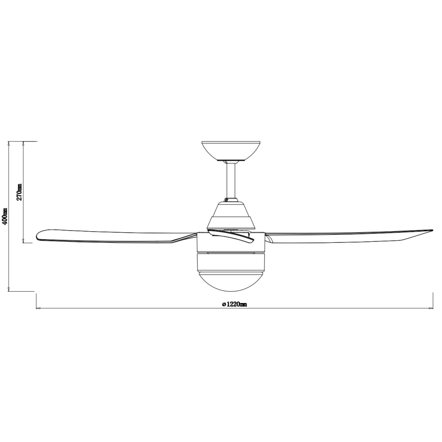 BAYSIDE 531018 - Plafonski ventilator MEGARA 2xE14/15W/230V, crni, prečnik 122 cm + daljinski upravljač