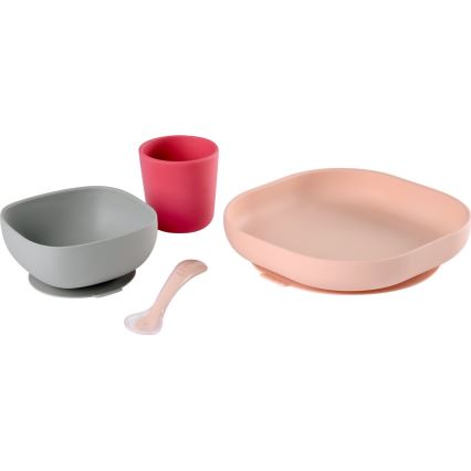 Beaba - Dečiji set za hranjenje, roze, 4 kom
