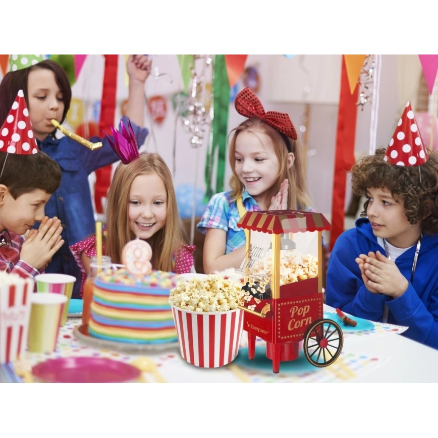 Beper - Aparat za kokice 1200W/230V crvene boje