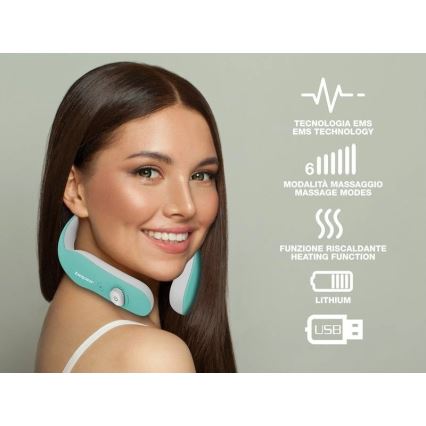 Beper - Punjivi EMS masažer za vrat, 5V/900 mAh, mint zelena