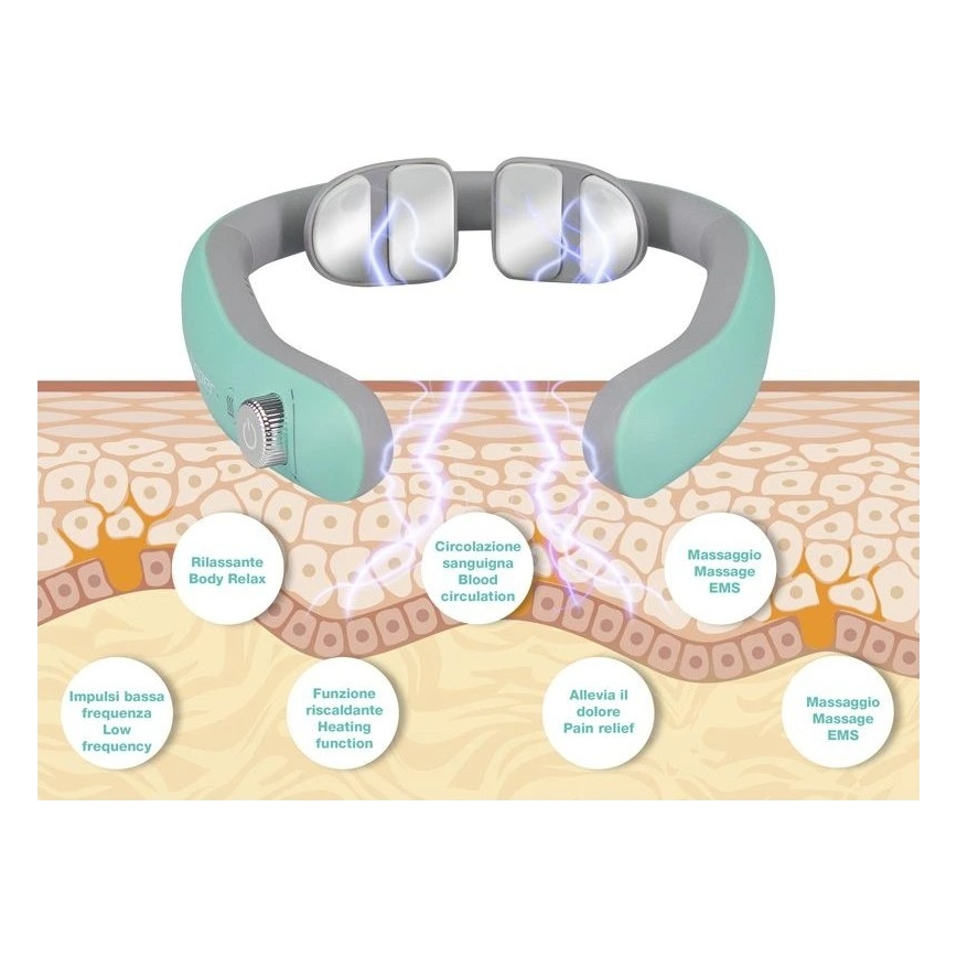Beper - Punjivi EMS masažer za vrat, 5V/900 mAh, mint zelena