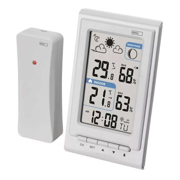 Bežična meteorološka stanica sa budilnikom 2xAAA + 2xAA bela