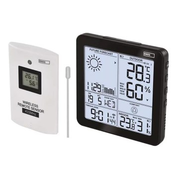 Bežična meteostanica sa budilnikom, 3xAA + 2xAAA, crna