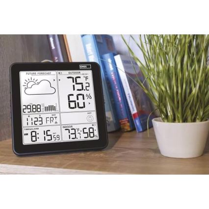 Bežična meteostanica sa budilnikom, 3xAA + 2xAAA, crna
