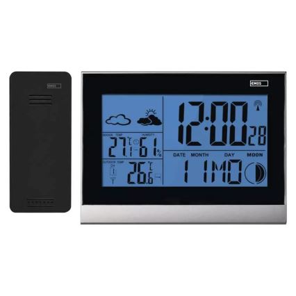 Bežična meteorološka stanica sa budilnikom, 3xAAA + 2xAAA, crna