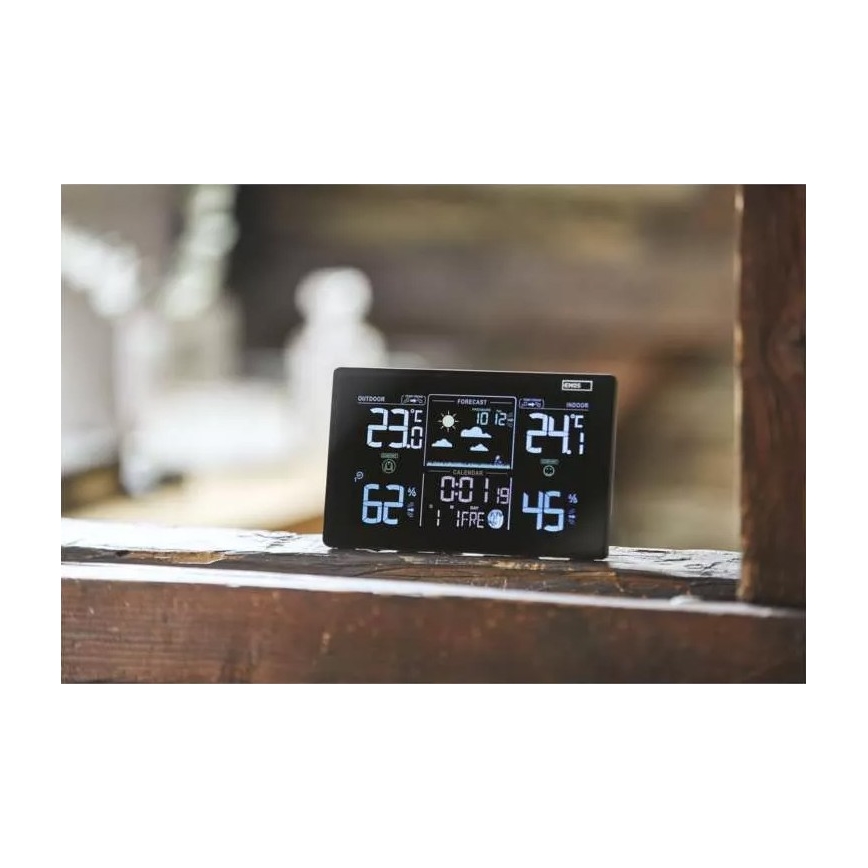 Bežična meteorološka stanica sa budilnikom 5V/3xAAA + 2xAAA crna