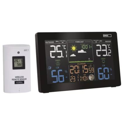 Bežična meteorološka stanica sa budilnikom 5V/3xAAA + 2xAAA crna
