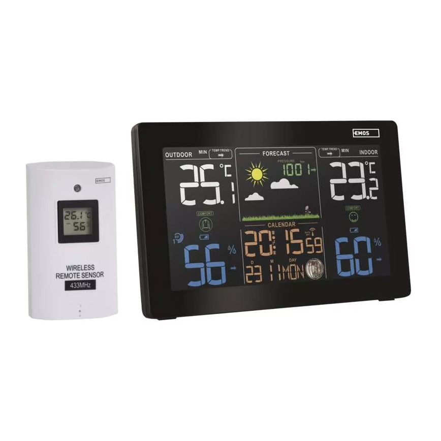 Bežična meteorološka stanica sa budilnikom 5V/3xAAA + 2xAAA crna