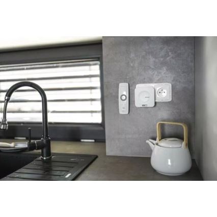 Bežični zvončić za utičnicu 230 V, IP44, beo