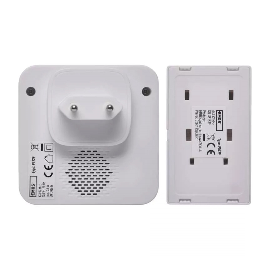 Bežični zvončić za utičnicu 230 V, IP44, beo