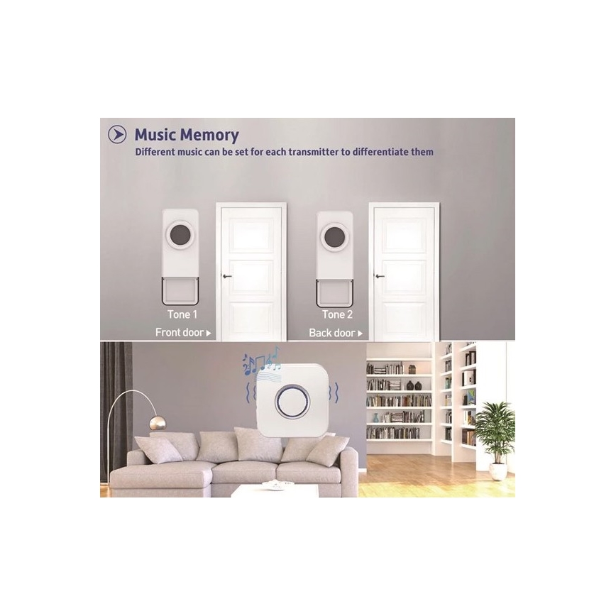 Bežično zvono 3xAAA/1xA23 IP55 belo