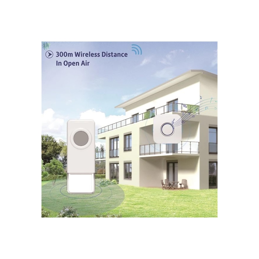 Bežično zvono 3xAAA/1xA23 IP55 belo
