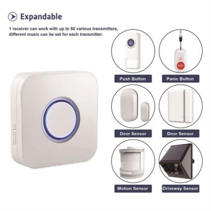 Bežično zvono 3xAAA/1xA23 IP55 belo