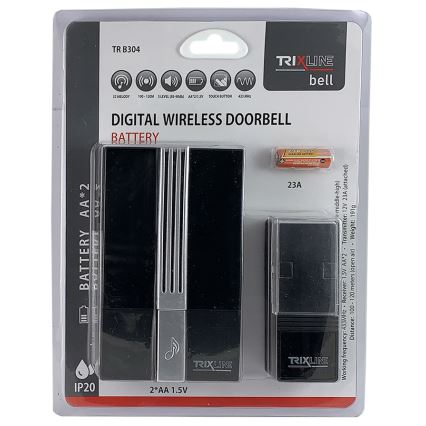 Bežično zvono BELL 1x23A + 2xAA crno