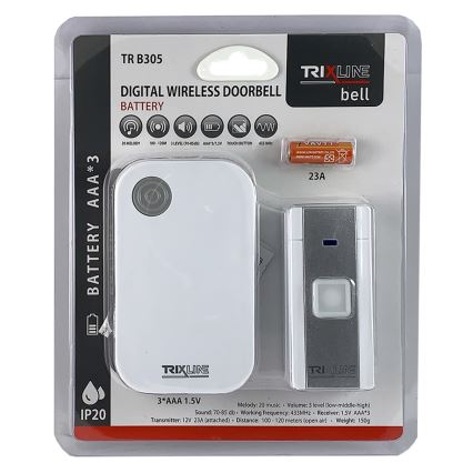 Bežično zvono BELL 1x23A + 3xAAA belo
