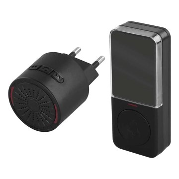 Bežično zvono za utičnicu 230V + 1xCR2032 crno