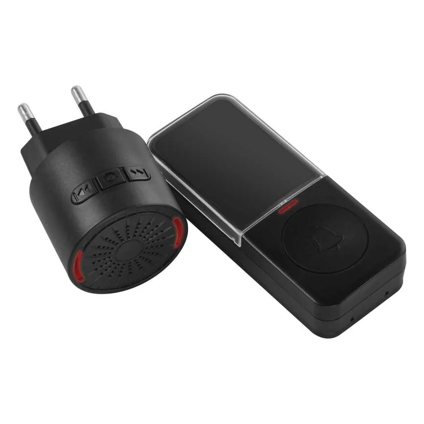 Bežično zvono za utičnicu 230V + 1xCR2032 crno