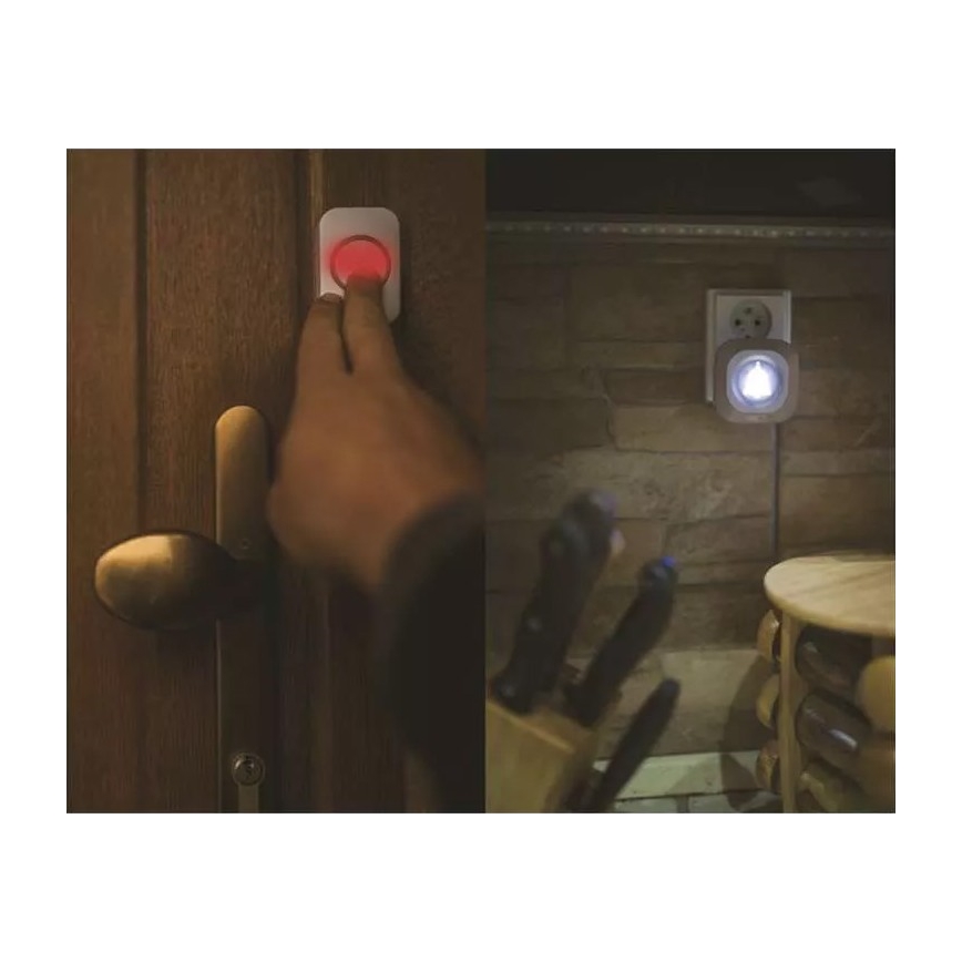 Bežično zvono za utičnicu 230V + 1xCR2032 IP44 sivo