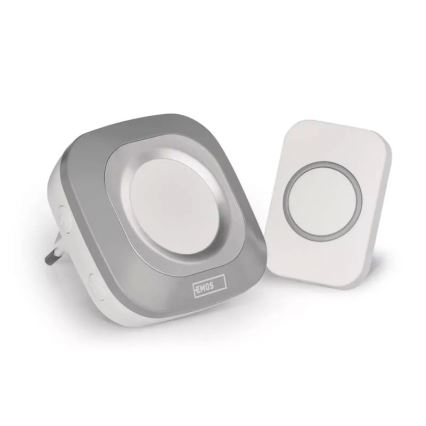 Bežično zvono za utičnicu 230V + 1xCR2032 IP44 sivo