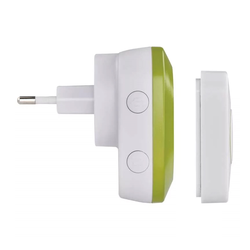 Bežično zvono za utičnicu 230V + 1xCR2032 IP44 zelena
