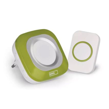 Bežično zvono za utičnicu 230V + 1xCR2032 IP44 zelena