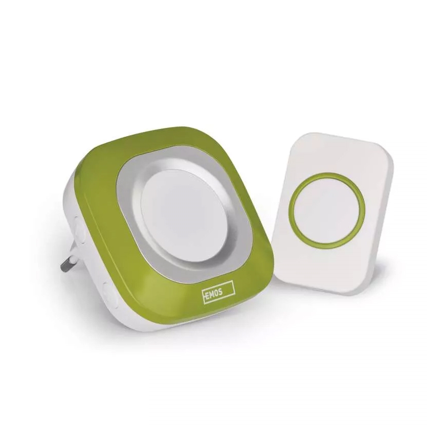 Bežično zvono za utičnicu 230V + 1xCR2032 IP44 zelena