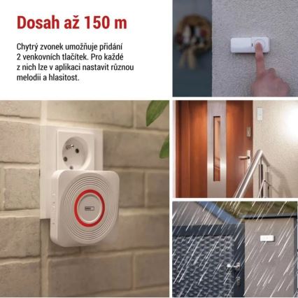 Bežično zvono za utičnicu GoSmart 230V + 1xCR2032 belo Wi-Fi