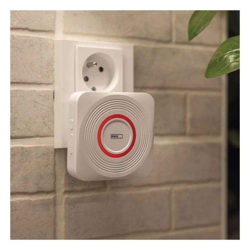 Bežično zvono za utičnicu GoSmart 230V + 1xCR2032 belo Wi-Fi