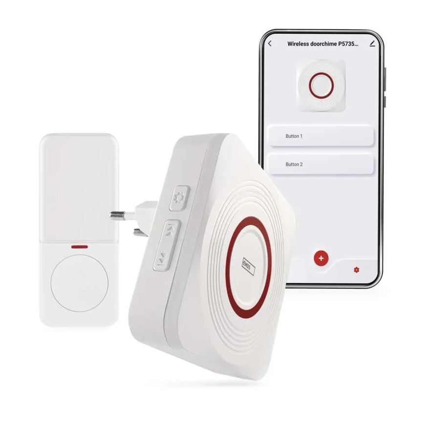 Bežično zvono za utičnicu GoSmart 230V + 1xCR2032 belo Wi-Fi