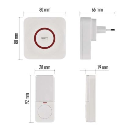 Bežično zvono za utičnicu GoSmart 230V + 1xCR2032 belo Wi-Fi