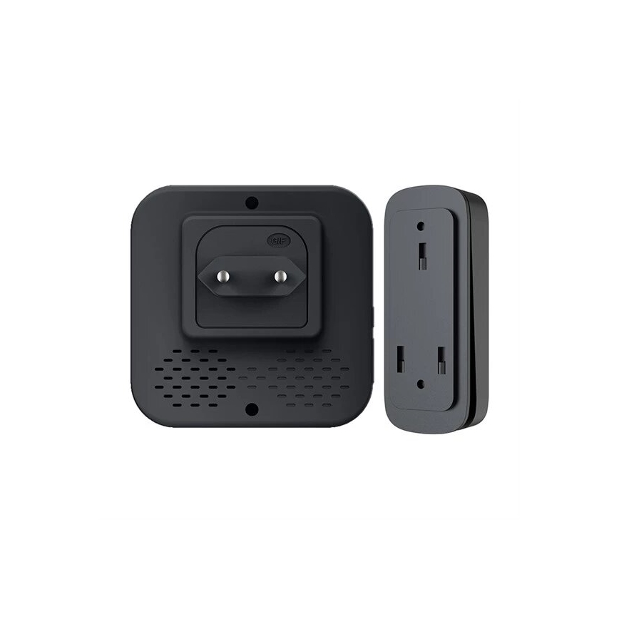 Bežično zvono za utičnicu, kinetičko, 230 V, crno