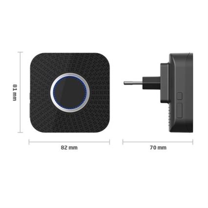 Bežično zvono za utičnicu, kinetičko, 230 V, crno