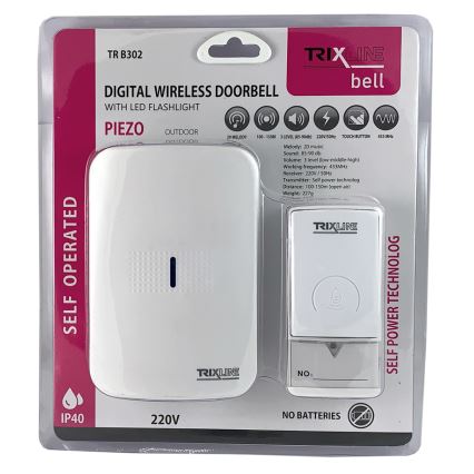 Bežično zvono za utičnicu PIEZO BELL 230V + 1x23A IP40, belo