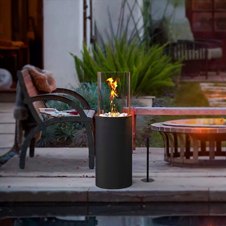 BIO kamin ROMA 26,5x80,5 cm 2kW crna + zaštitni poklopac