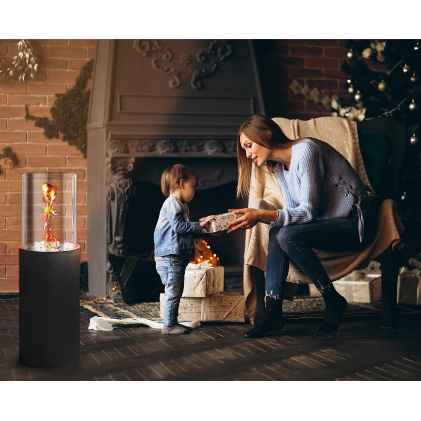 BIO kamin ROMA 26,5x80,5 cm 2kW crna + zaštitni poklopac