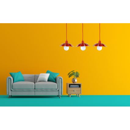 Bohemia-Design - Luster na sajli 1xE27/60W/230V, crvene boje