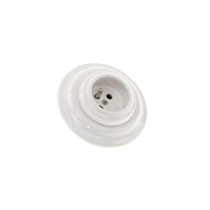 Bohemia-Design - Porcelanska retro kućna utičnica sa okvirom 250V/16A bela