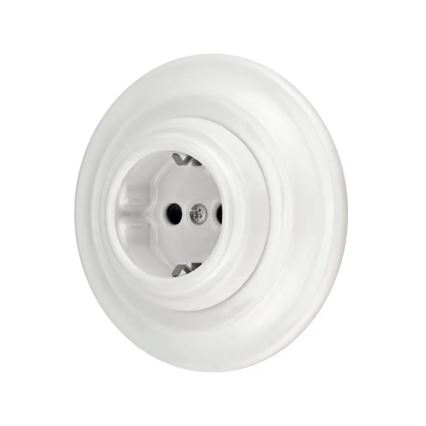 Bohemia-Design - Porcelanska retro zidna utičnica sa SCHUKO ramom 250V/16A bela