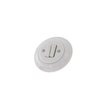 Bohemia-Design - Porcelanski retro dvostruki prekidač sa ramom br. 6+6, beli