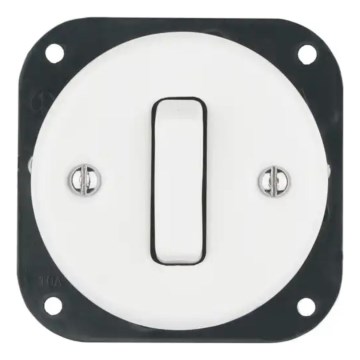 Bohemia-Design - Porcelanski retro jednopolni prekidač bez okvira br. 6, beli