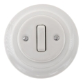 Bohemia-Design - Porcelanski retro jednostruki prekidač sa okvirom br. 1, beo