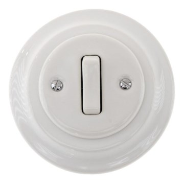 Bohemia-Design - Porcelanski retro jednostruki prekidač sa ramom br. 6, beo