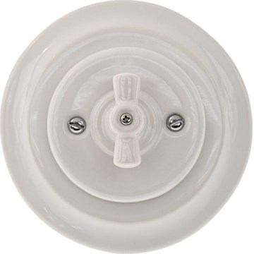 Bohemia-Design - Porcelanski retro okretni prekidač sa ramom br. 5 bela