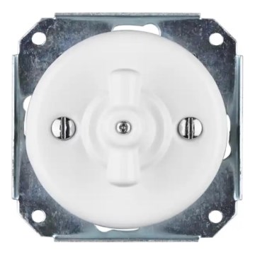 Bohemia-Design - Porcelanski retro rotacioni prekidač bez okvira br. 1, beli