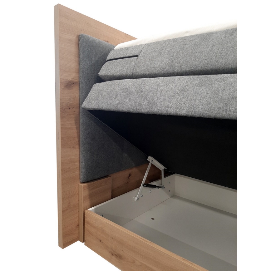 Boxspring krevet JASMINE 180x200 cm sa dušecima, naddušekom i prostorom za odlaganje, siva